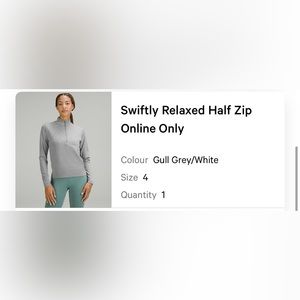 Lululemon Swiftly relaxed half zip size 4